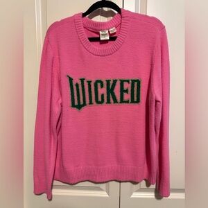 “Wicked” Pink and Green Crewneck Sweater